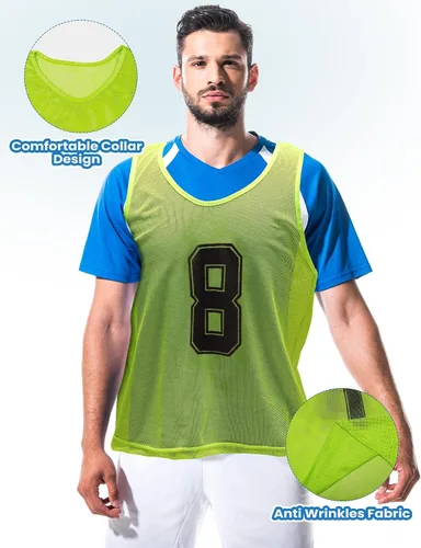 Vista 5 de Suhine 48 Piezas Petos para Deportes Doble Fútbol Petos de Entrenamiento Chalecos de Scrimmage de Malla Baloncesto Equipo Práctica Camiseta