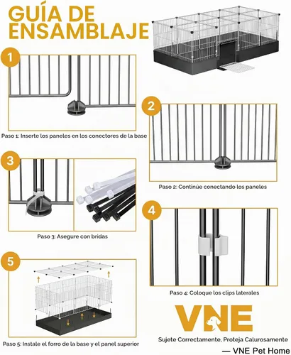 Vista 6 de Jaulas de conejillo de indias con forro impermeable, jaula cerrada para conejo de 48 x 24 x 16 pulgadas, ampliable para animales pequeños BL 20