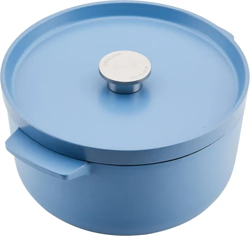 Vista 13 de KitchenAid - Horno holandés/cacerola de hierro fundido esmaltado, 6 cuartos de galón, Azul Terciopelo