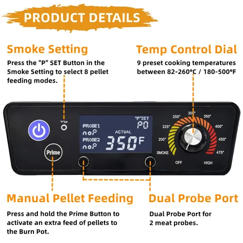 Vista 3 de Piezas de repuesto de controlador de termostato digital actualizado con pantalla LCD para parrillas de pellets Pit Boss Smokers Austin