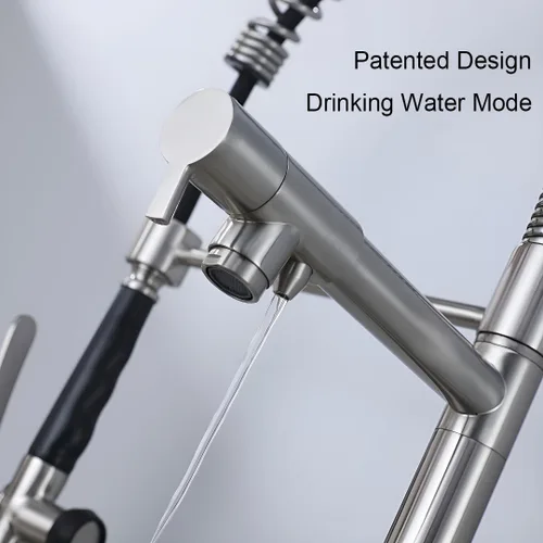 Vista 5 de Grifo de fregadero de cocina con rociador extraíble, grifos purificadores de filtro de agua 3 en 1, grifo de cocina de estilo comercial resistente