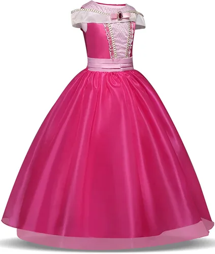 Vista 2 de TSIZFXI Ropa de vestir de princesa, disfraz rosa para niñas pequeñas, disfraz de Halloween con accesorios de 3 a 8 años
