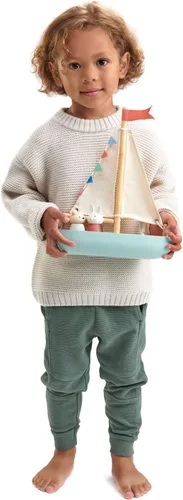 Vista 7 de Tender Leaf Toys - Sailaway Boat - Juego educativo de barco de vela de madera con 2 figuras de animales para niños, promueve el juego imaginativo