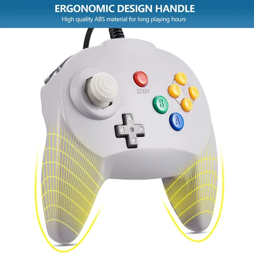 Vista 9 de KIWITATA 2 Pack Retro N64 Controller kiwitatá Mini N64 Wired 64-bit Remote Joystick Video Gamepad Controller for N64 Video Console Gray