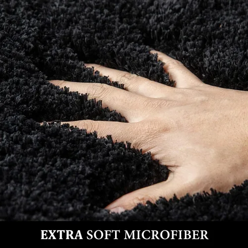 Vista 2 de MIULEE Alfombras de baño negras, suaves y pequeñas, absorbentes, antideslizantes, de secado rápido, esponjosas, para baño, bañera y duchas, lavables