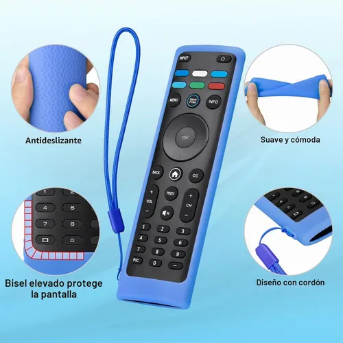 Vista 4 de Funda de silicona para mando a distancia de Vizio Smart TV XRT136/XRT140 (Azul brillante)