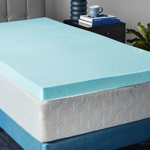 Vista 12 de Amazon Basics Cubrecolchón tamaño individual, infusión de gel refrescante, certificado CertiPUR-US, 2 pulgadas, azul
