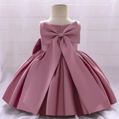 Vista 3 de 6M-8T - Vestido de fiesta de tutú para bebé, con lazo grande, para concurso de cumpleaños, para bautizo