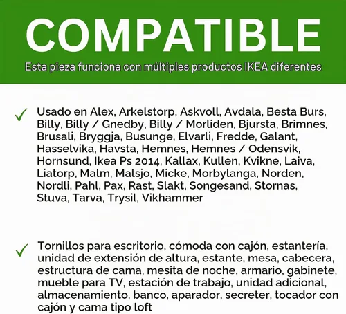 Vista 6 de Spare Hardware Parts Tornillo de fijación de bloqueo de leva (repuesto para pieza IKEA #118331) (paquete de 8)