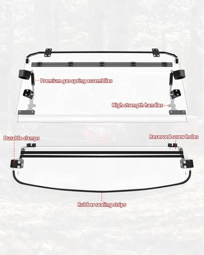 Vista 3 de SAUTVS Parabrisas abatible para Polaris Ranger XP 1000/Diesel/XP 900/Crew