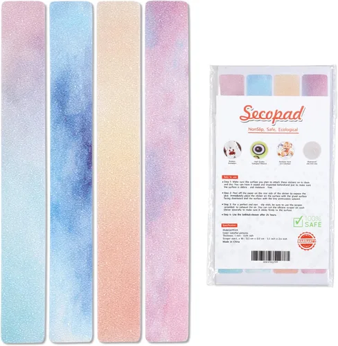Vista 7 de Secopad Tiras de ducha antideslizantes coloridas, 24 unidades, tiras adhesivas para bañera, ducha, escaleras, escaleras