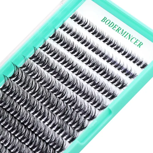 Vista 17 de Bodermincer Extensión de pestañas 240 unidades, rizado D, 10D+20D+30D, 10-16 mm/12-18 mm mezclado, racimo individual de pestañas postizas