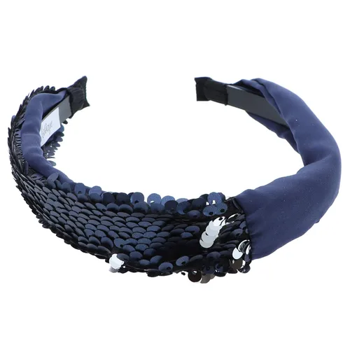 Vista 5 de Motique Accessories Elegante diadema de lentejuelas de satén medio y medio para niñas y mujeres, color negro