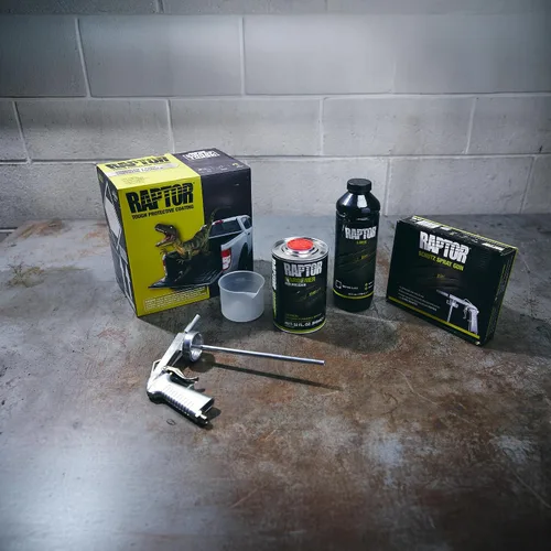 Vista 2 de Raptor - Kit de revestimiento en aerosol de uretano tintado para caja de camioneta, pintura protectora, duradera, para portones traseros y camiones