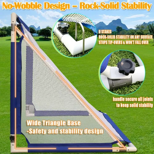 Vista 8 de Soccer Goal 4×2.5/5×3/6×3 FT Aluminum Soccer Goals for Backyard Azul
