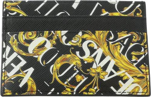 Vista 2 de Versace Jeans Tarjetero de cuero barroco Couture para hombre Negro y dorado 4-3-025