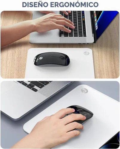 Vista 4 de RAPIQUE Ratón Inalámbrico Bluetooth - (BT5.1+USB) Ratón de Computadora de Modo Dual Delgado con Clic Silencioso, Baja Potencia y 1600 DPI, Ratón