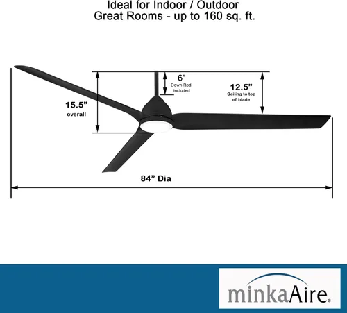 Vista 3 de Minka Aire F754L-CL Java Xtreme Ventilador de techo para exteriores de 84 pulgadas con luces LED y control remoto, carbón