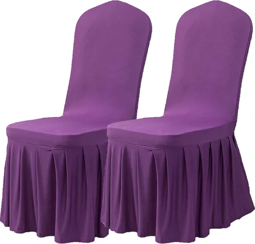 Vista 24 de Dimatic Juego de 2 fundas elásticas para sillas de comedor, fundas Parsons con falda, de elastano súper ajuste, funda protectora de asiento para Azul