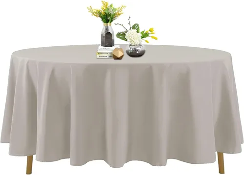 Vista 113 de Mantel de poliéster lavable de 132 pulgadas, resistente a las manchas y a las arrugas, mantel decorativo para mesa de comedor, fiestas de bufé