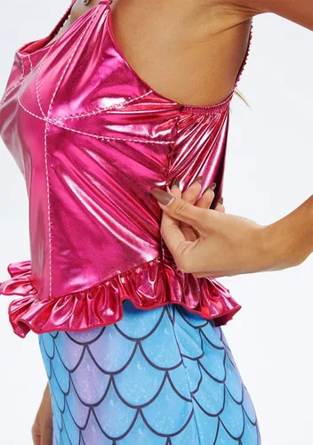 Vista 3 de Funna Disfraz de sirena para mujer, vestido largo con diadema para cosplay y Halloween