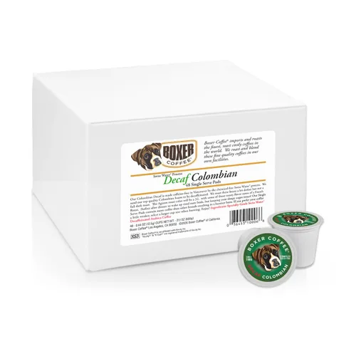 Vista 2 de Boxer Coffee 52 unidades descafeinado colombiano – Cápsulas de café de origen único, proceso de agua suiza, tostado medio – Grado de especialidad