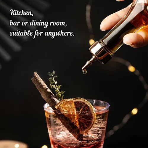 Vista 6 de Bitters - Juego de 3 botellas de vidrio de 1.7 onzas, herramienta de bar profesional decorativa para cóctel, ideal para barman en casa, bar