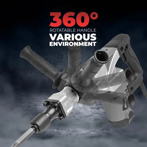 Vista 5 de XtremepowerUS - Martillo de demolición eléctrico de 1400 vatios, juego de brocas de cincel de punta y plana, rompedor de concreto para construcción