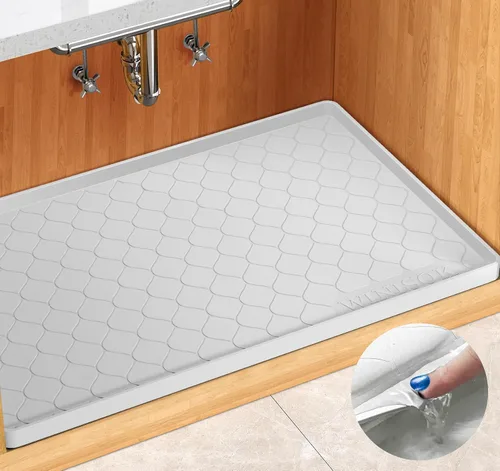 Vista 9 de Winisok Alfombrilla de silicona para debajo del fregadero de 19 x 19 pulgadas, artículos esenciales de cocina y artilugios, forro de estante