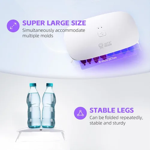Vista 5 de LET'S RESIN Luz UV mejorada para resina, luz de resina UV portátil de gran tamaño, curado rápido y lámpara UV portátil, suministros de fabricación