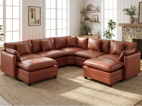 Vista 28 de Sofá modular en forma de nube de 113 pulgadas, sofás de asiento profundo de gran tamaño para sala de estar, sofá modular tapizado de chenilla