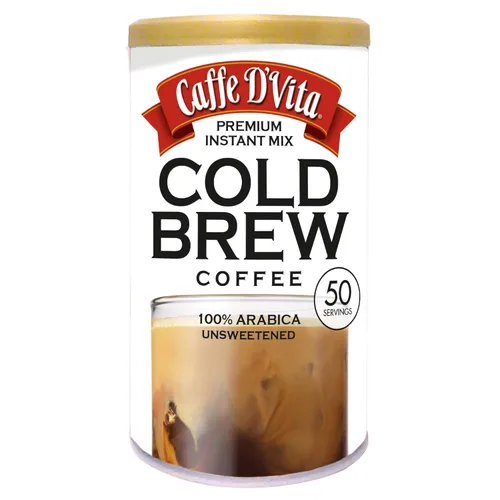 Vista 3 de Caffe D'Vita Café frío – Café molido de café frío, mezcla de café helado instantáneo, café molido grueso, granos de café arábica premium, mezcla sin