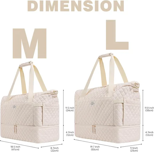 Vista 2 de Bolsos Weekender para mujer, Beige, Bolsa de viaje