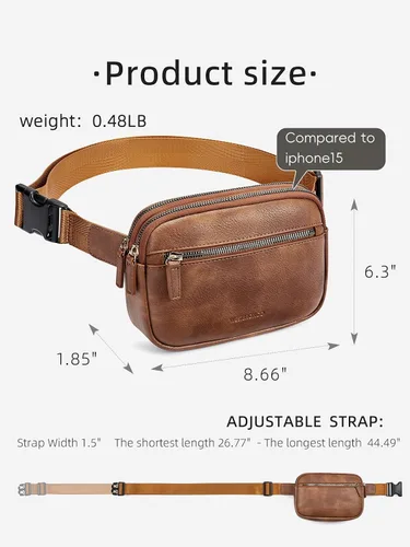 Vista 4 de WESTBRONCO Riñoneras para mujer, riñoneras de moda con correa ajustable, bolsa de cinturón de piel sintética con múltiples bolsillos, bolso cruzado