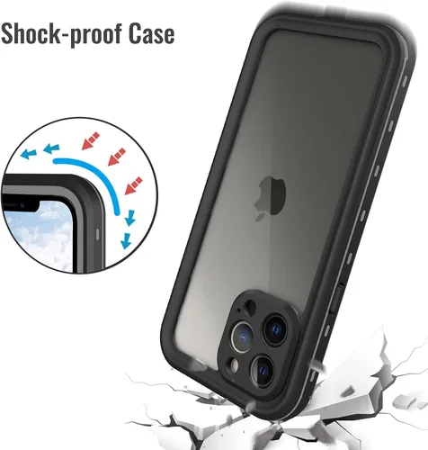 Vista 3 de Funda para iPhone 13 Pro, impermeable y a prueba de golpes, protección completa, IP68, 6.1 pulgadas, color negro