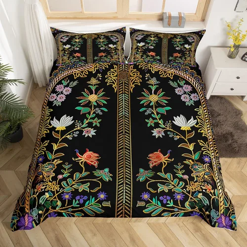 Vista 25 de Erosebridal Juego de ropa de cama gótica de damasco para adultos, funda de edredón victoriana antigua, tamaño individual, funda de edredón gótica