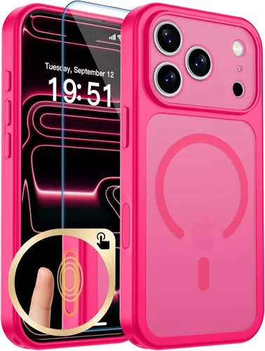Vista 95 de zapica Funda magnética para iPhone Air, con protector de pantalla de vidrio templado, compatible con MagSafe, translúcida mate, a prueba de golpes