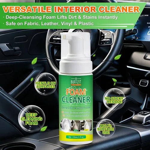Vista 4 de Kit de limpiador de espuma para interior del automóvil, limpiador multifuncional de detalles automático con cepillo y toalla, asientos de automóvil