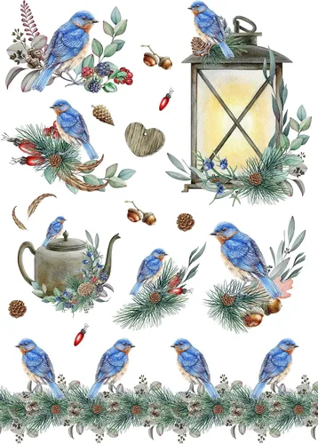 Vista 7 de Papel de arroz para Decoupage A4 Feliz Navidad (Cara de Papá Noel Rosa - 2 hojas)
