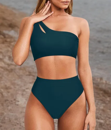 Vista 66 de MOOSLOVER Traje de baño de dos piezas con corte alto y cintura alta para mujer