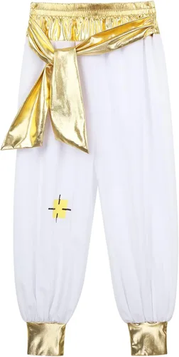 Vista 6 de MSemis Disfraz de príncipe árabe, de Halloween, chaleco de manga casquillo, con pantalones de harén con cinturón