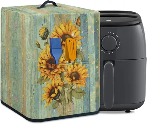 Vista 35 de Air Fryer Oven Dust Cover with Handle and Pocket, Easy Cleaning Electric Appliance Cover, Brown Flower Flor marrón (Brown Flower)