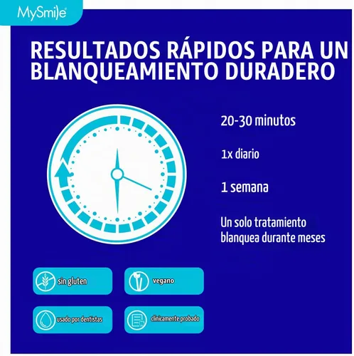 Vista 4 de MySmile Kit de bandejas blanqueadoras de dientes precargadas de 7 tratamientos con gel blanco de peróxido de hidrógeno al 12% para dientes