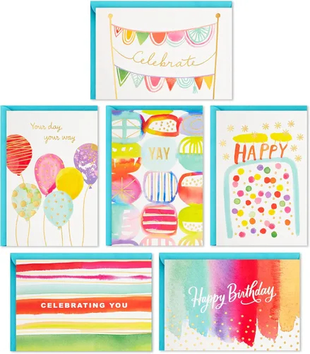 Vista 9 de Hallmark - Juego de tarjetas de cumpleaños, 36 tarjetas con sobres (deseos de cumpleaños brillantes)