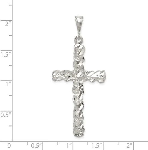 Vista 3 de Colgante de plata de ley 925 con forma de cruz de diamante de talla cruzada 2126in x 0906in