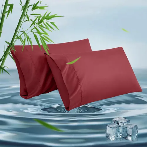 Vista 16 de Fundas de almohada estándar, fundas de almohada de viscosa refrescante de bambú con cierre de sobre, suave que absorbe la humedad para personas que