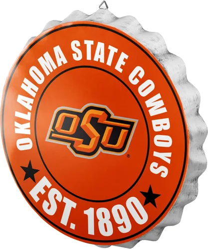 Vista 10 de foco Cartel de pared colgante con tapa de botella de metal con logotipo del equipo Texas A&M Aggies
