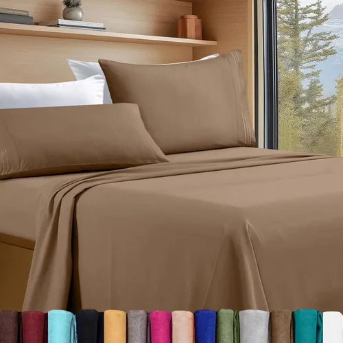 Vista 67 de Elegant Comfort - Juego de sábanas de lujo de 4 piezas - Ropa de cama de lujo de 1500 hilos, calidad de hotel prémium, microfibra, resistente a