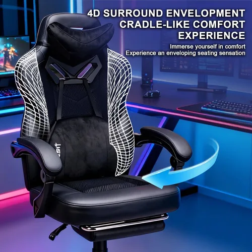 Vista 3 de Vigosit Silla de juegos Pro, sillas ergonómicas para juegos para adultos y personas pesadas, silla reclinable de masaje para escritorio de oficina