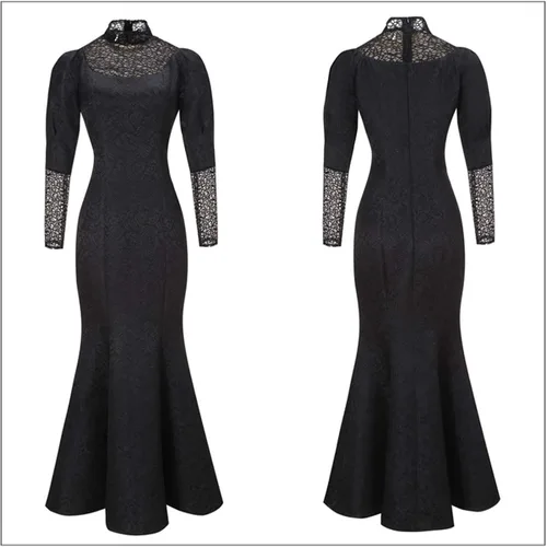 Vista 2 de MIAOCOS Yennefer Disfraz de mujer negro vestido de madre reina Cosplay fiesta adulto sirena falda gótica vintage medieval traje